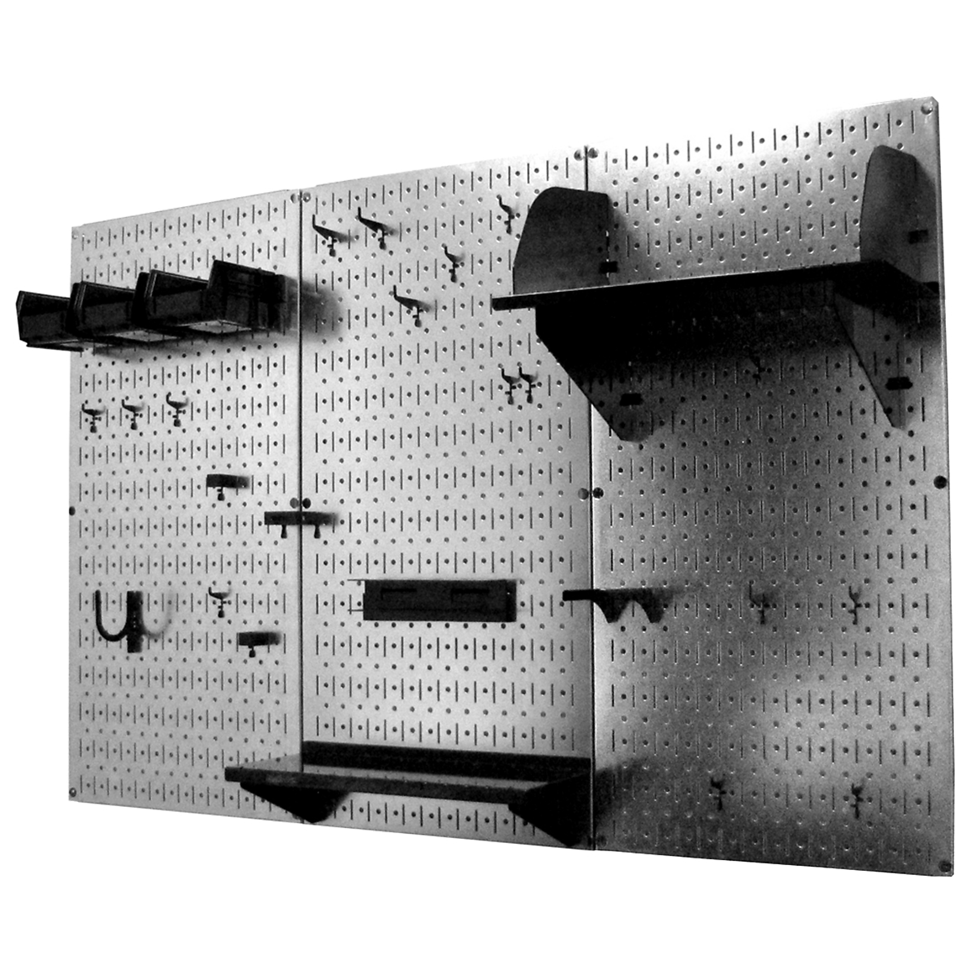 Wall Control Industrial Metal Pegboard Tool Storage Kit — 4ft., Galvanized Steel, Black Accessories, Model# 35IWRK-400-GVB